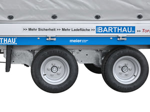Barthau Anhänger Typ ET, 2000 bis 2700 kg, Tiefe Ladehöhe, mit Planengestell - Meier Anhänger AG