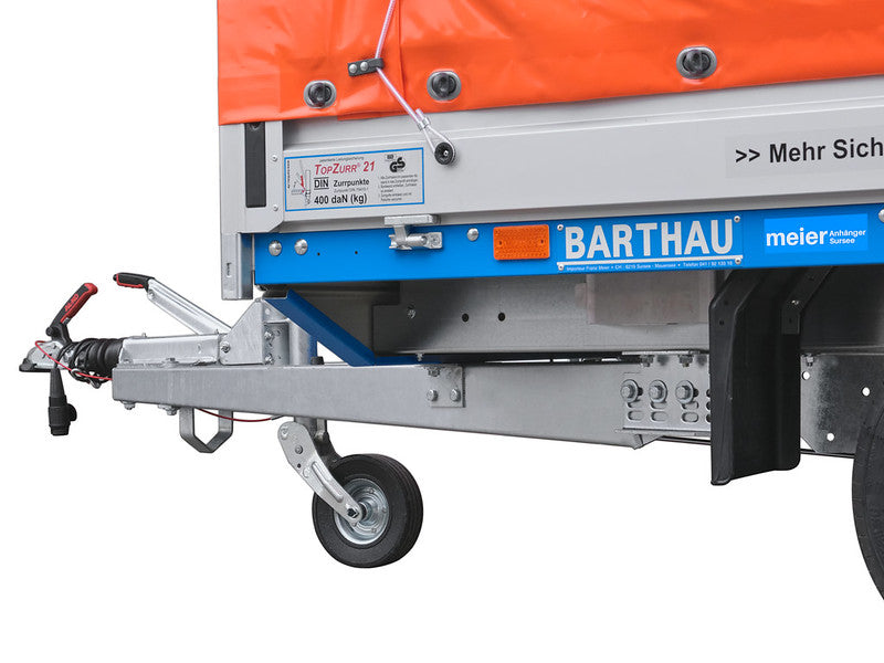 Barthau Anhänger Typ EH, 2000 bis 2700 kg, mit Planengestell, schwere Rampen, Stützen - Meier Anhänger AG